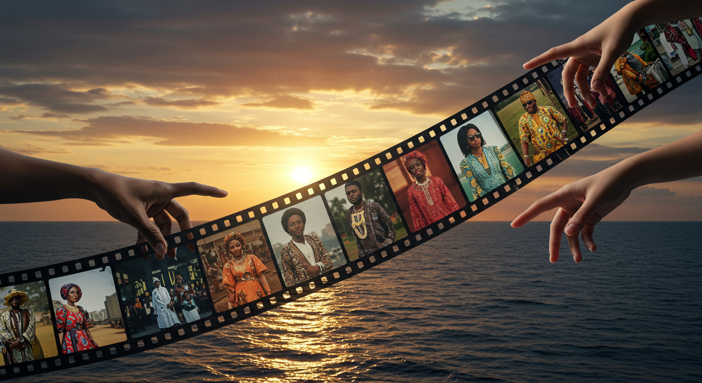 Film reel across the ocean