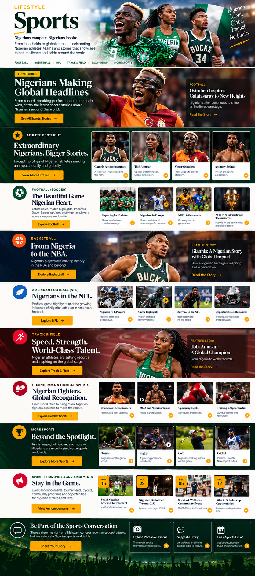 Nigerian sports editorial collage reference